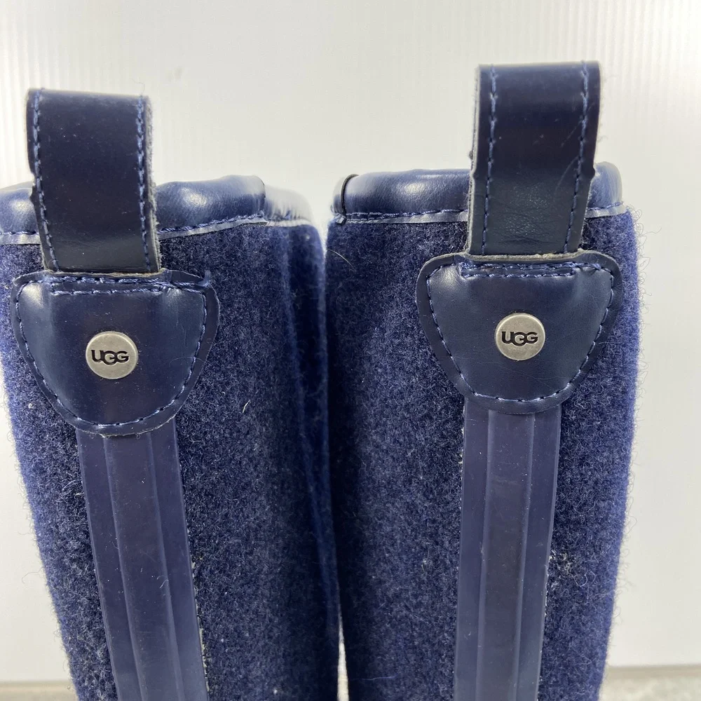 UGG Reignfall Tall Rain Boots‎ Knee High Pull On Navy Blue Womens Size 6